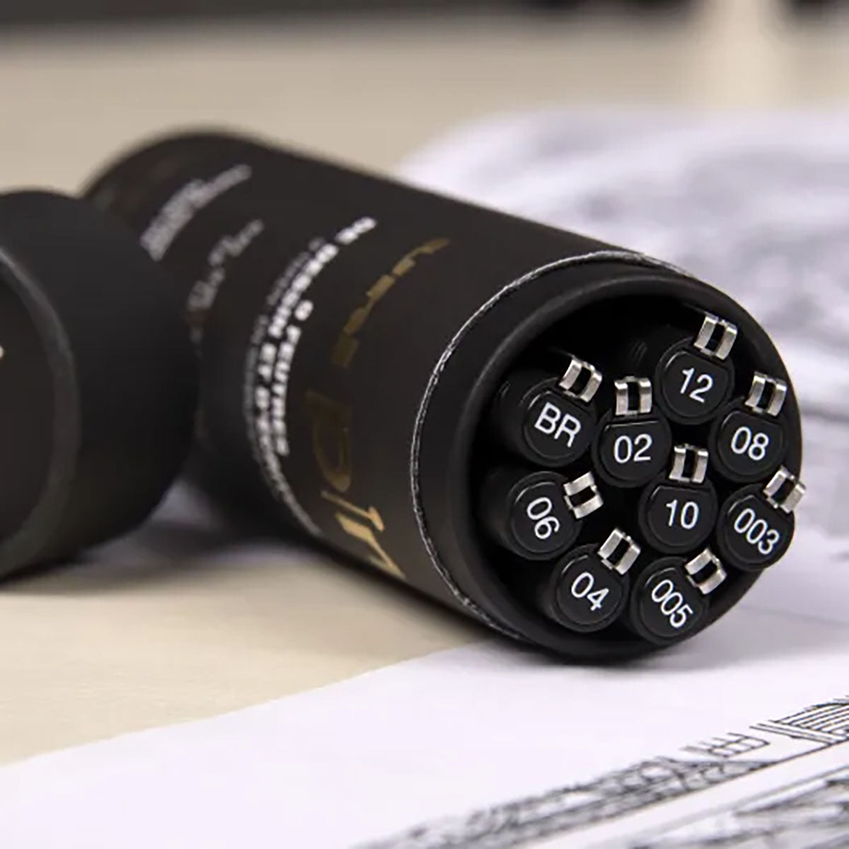 Uni Pin Fine Line Pens The Tube 9 Set, Black