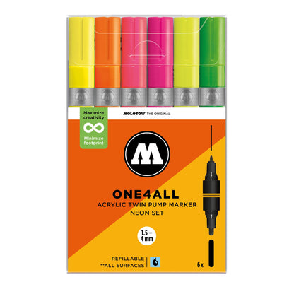 Molotow ONE4ALL Twin Marker 6set Neon