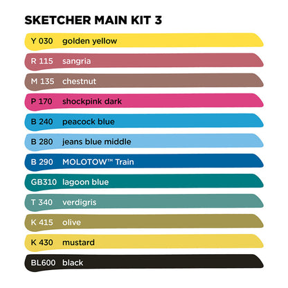 Molotow Sketcher Twin Marker 12 Set Main Kit 3