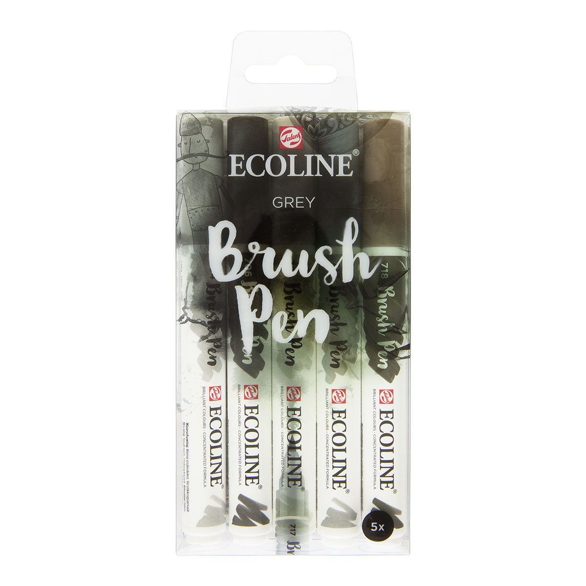 Talens Ecoline Brush Pen 5 set, Grey Colors