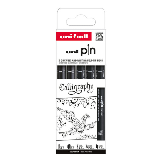 Uni Pin Fine Line Pens Calligraphy 5 Set
