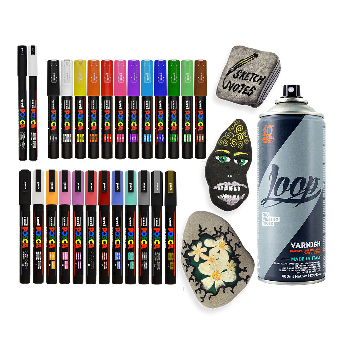 Uni Posca Markers Paint On Rocks Medium Set