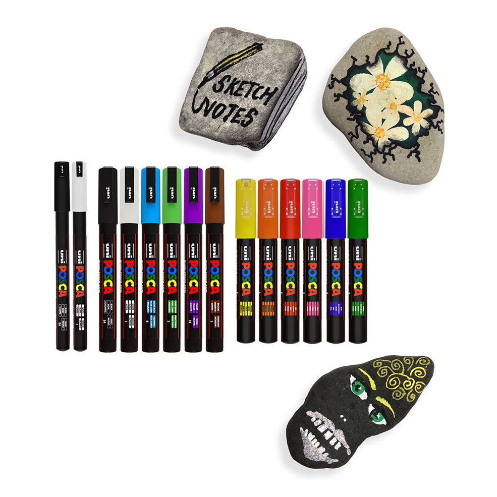 Uni Posca Markers Paint On Rocks Small Set