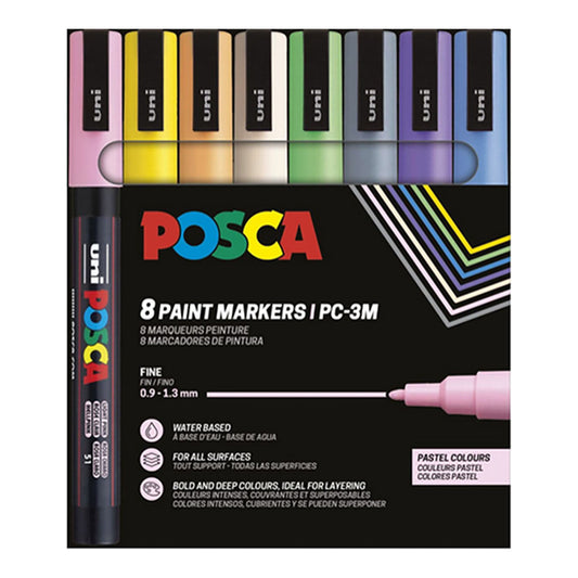 Uni Posca Markers PC-3M, 8 set Pastel Colors - image 1