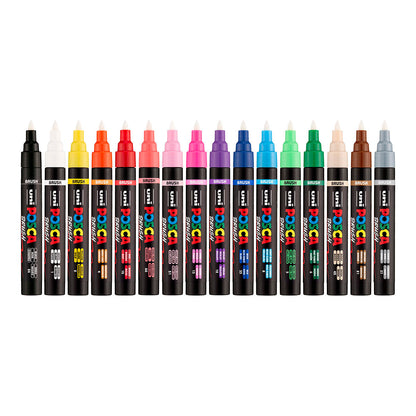 Uni Posca Markers PC-5BR, Brush Pen 16 Set