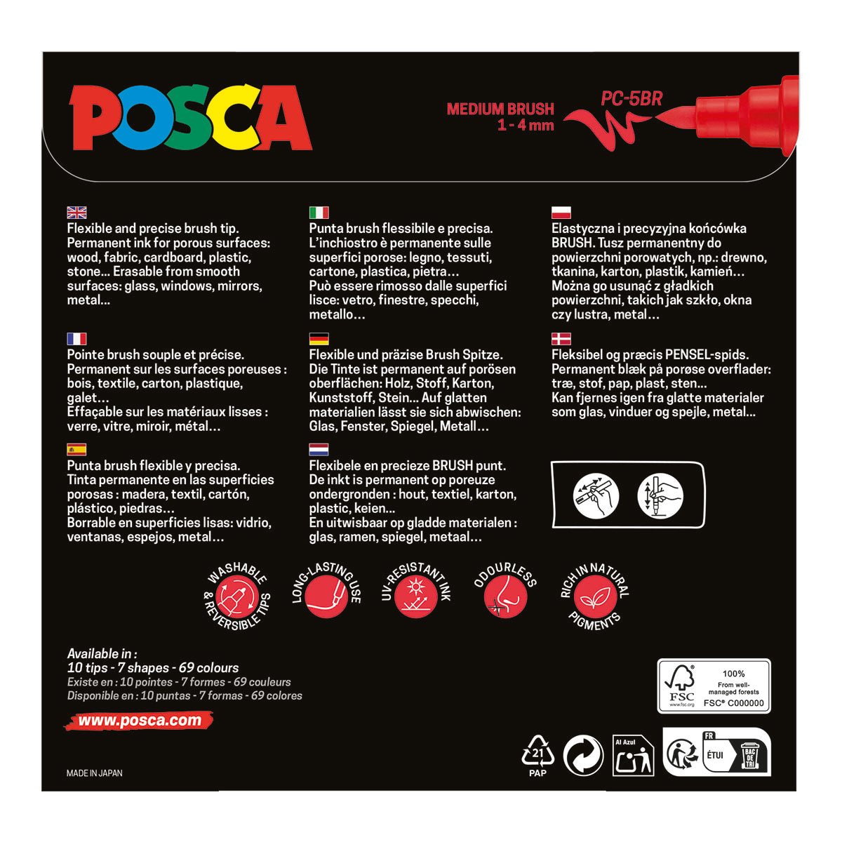 Uni Posca Markers PC-5BR, Brush Pen 8 Set